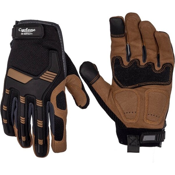 Cyclone Size Medium Hi-Impact Padded Gardening Gloves Leather Black/Brown