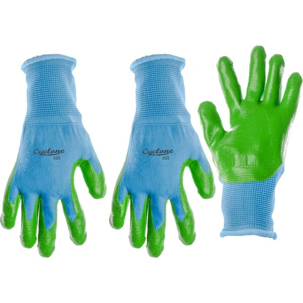 3x Cyclone Kids/Childrens Gardening Gloves Polyester/Dipped Nitrile 3y+ Yellow