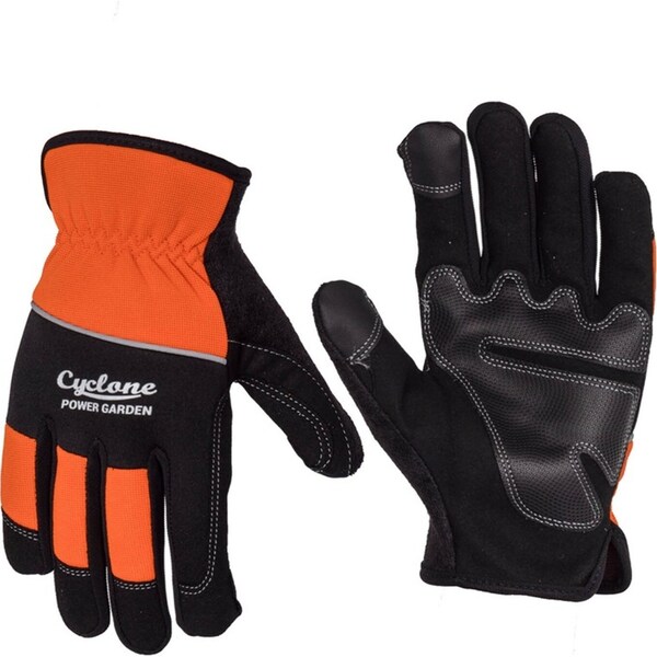 Cyclone Size Large Gardening Gloves Touch Screen Compatible Hivis Orange/Black
