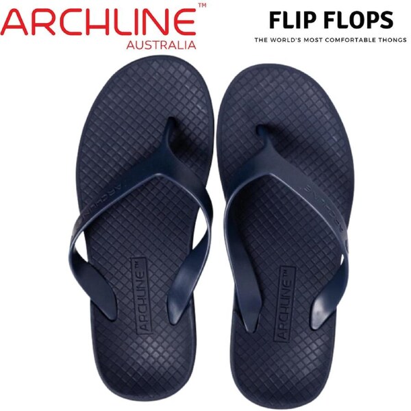ARCHLINE Flip Flops Orthotic Thongs Arch Support Shoes Footwear - Navy EUR 41