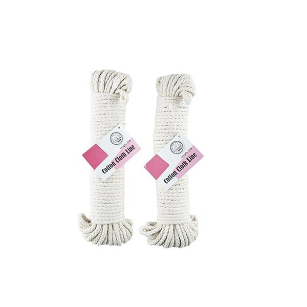 2 x 15M Cotton Rope White Twisted Art Craft Clothes Line Garden Weave Macrame