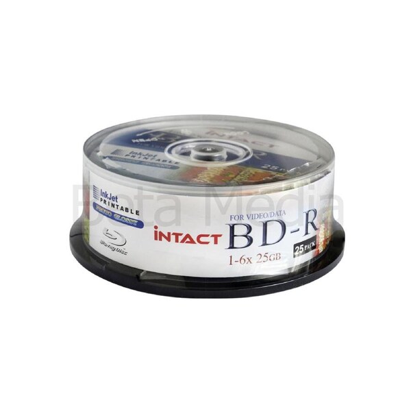 25 x Intact Blu-ray BD-R 6x 25GB Full Hub Inkjet GLOSSY Printable