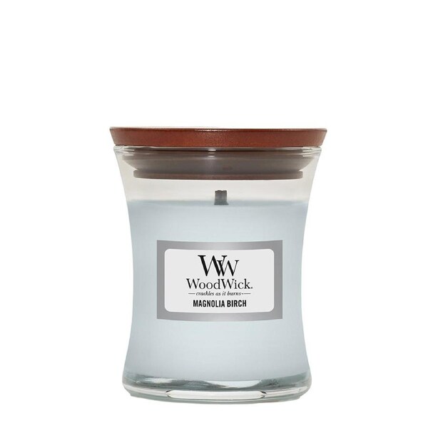 WoodWick Magnolia Birch Scented Crafted Candle Glass Jar Soy Wax w/ Lid Medium