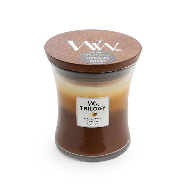 WoodWick Cafe Sweets Trilogy Scented Crafted Candle Glass Wax w/ Lid Medium