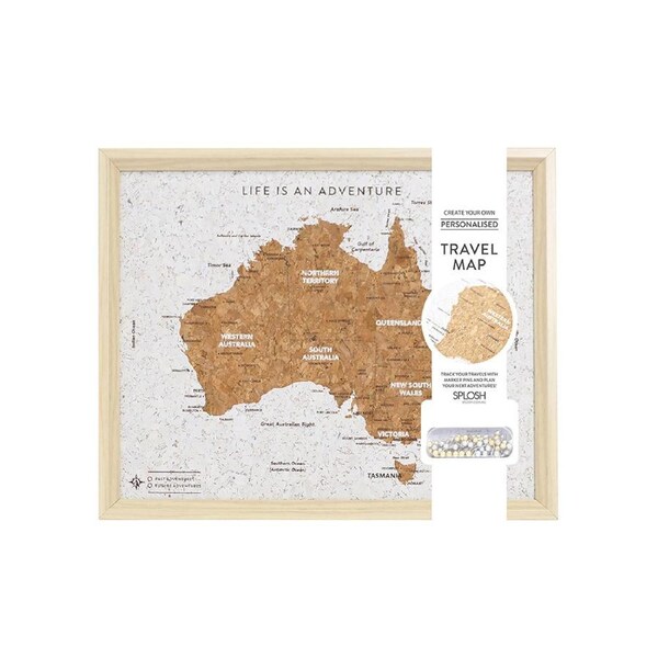 Travel Board 27x22cm Desk Australia Map Adventure/Trip Framed Canvas w/ Stand