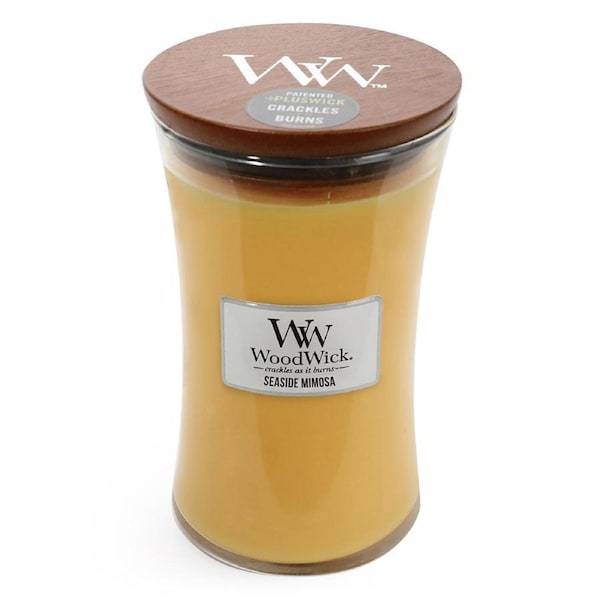 WoodWick Seaside Mimosa Scented Crafted Candle Glass Jar Soy Wax w/ Lid Large