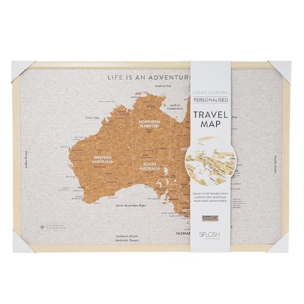 Travel 99x70cm Large Australia Map Adventure/Trip Framed Cork Board w/ Pins