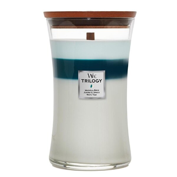 WoodWick Icy Woodland Trilogy Scented Crafted Candle Glass Jar Wax w/ Lid Large