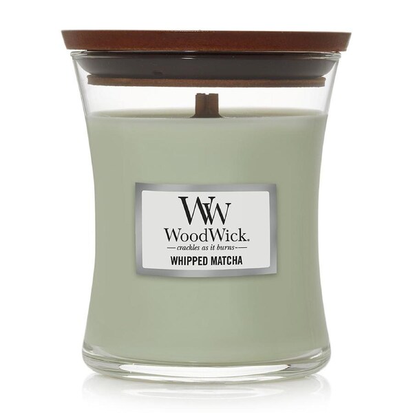 WoodWick Whipped Matcha Scented Crafted Candle Glass Jar Wax w/ Lid Medium