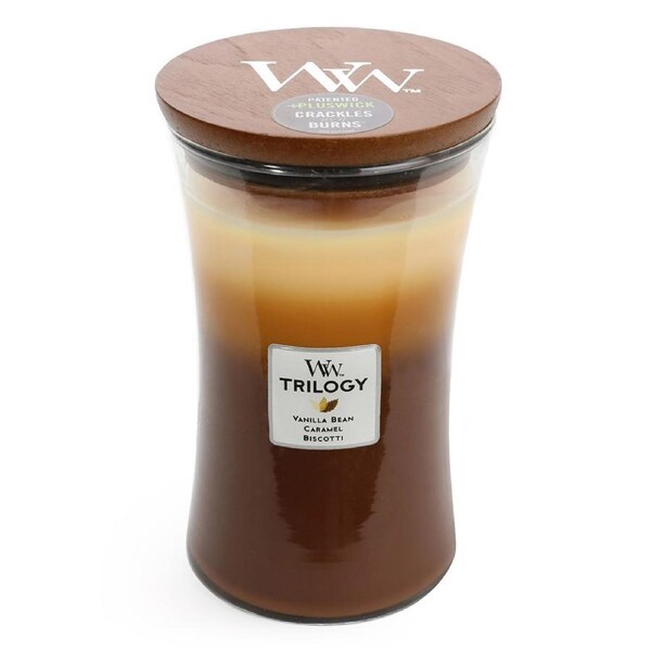 WoodWick Cafe Sweets Trilogy Scented Crafted Candle Glass Soy Wax w/ Lid Large