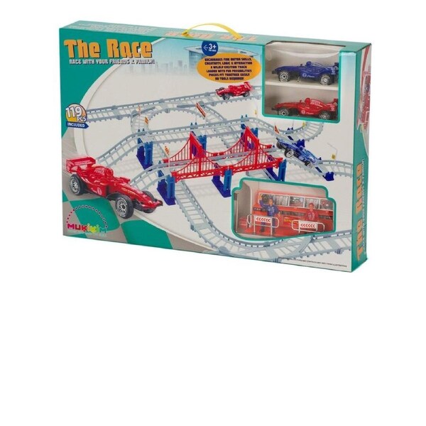 Car Race Track Mukikim 2 Cars 119 Piece Ages 6+ New Toy Build Play Gift Boys Fun
