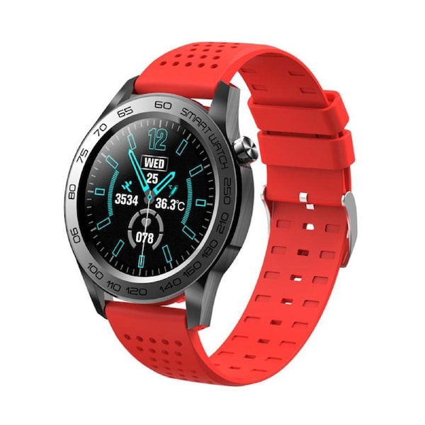 Catzon F22U Smart Watch with Heart Rate Monitor Body Temperature Thermometer IP67 Waterproof-Red