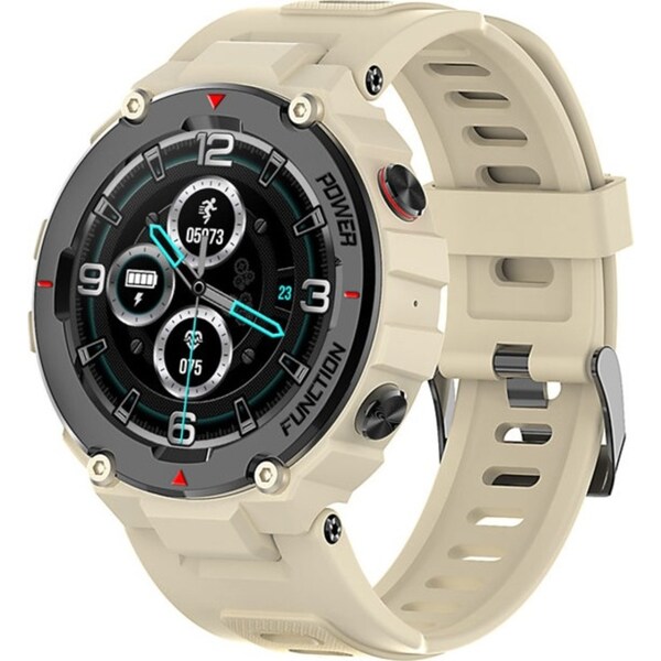 Catzon F26 Military Smart Watch with Bluetooth Calling Music Player Heart Rate Sleep Monitor-Khaki