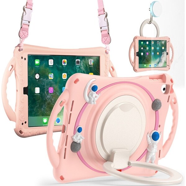 Catzon iPad Case Shockproof Case With Handle Stand Shoulder Strap for iPad 9.7 2018/2017/Pro9.7/Air2/Air-Pink