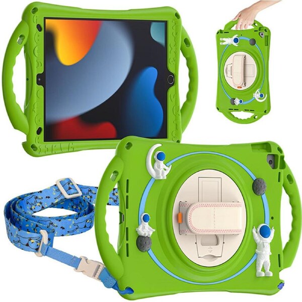 Catzon iPad Case Rugged Case with Handle Stand Shoulder Strap for iPad 10.2 Inch 2019/2020/2021-Green