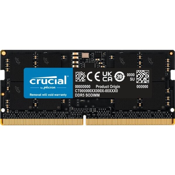 Crucial 16GB(1x16GB) Classic DDR5 Notebook Memory 5600MHz CL46 Black SODIMM [CT16G56C46S5]