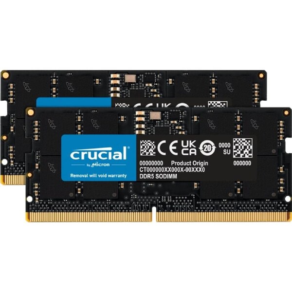 Crucial 64GB(2x32GB) Classic DDR5 Notebook Memory 5600MHz CL46 Black SODIMM [CT2K32G56C46S5]