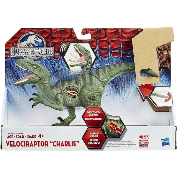 Hasbro Jurassic World Growler Velociraptor ?Charlie? With Sound and Lights 4+