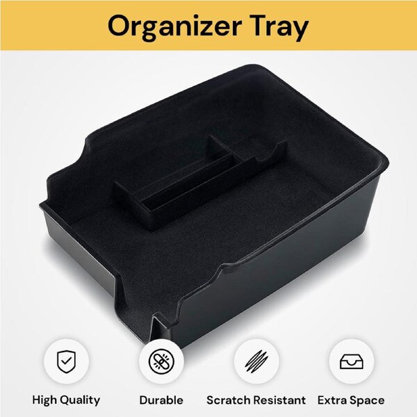 Center Console Organizer Tray - Car Storage Compartment - Black