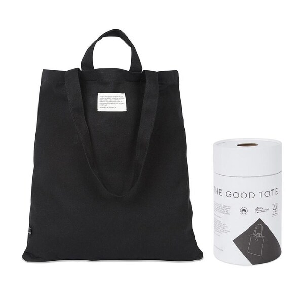 The Good Brand Cotton Tote Hand Carry Shoulder Bag w/Straps Black Boxed 50x45cm