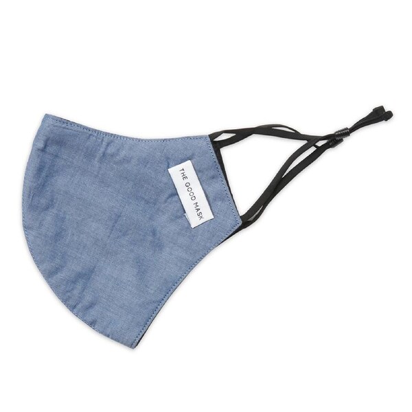 The Good Brand Single Cotton Reusable Breathable Face Mask w/ PM2.5 Filter Denim