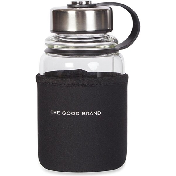 The Good Brand Drinking Glass Bottle Hot/Cold Water Beverage Serving Cup Black