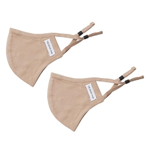 2x The Good Brand Cotton Jersey Reusable Breathable Face Mask w/ Pouch Biscotti