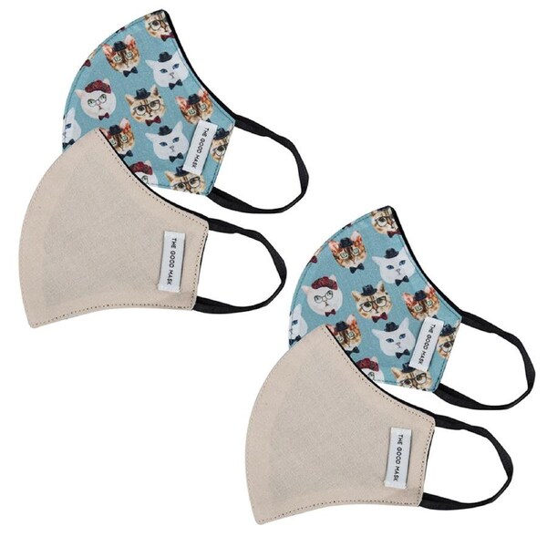 4PK The Good Brand Kids Cotton Reusable Breathable Face Mask Cat Lover 8-12y