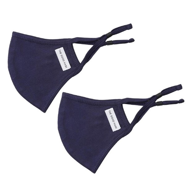 2x The Good Brand Cotton Jersey Reusable Breathable Face Mask w/ Pouch Midnight