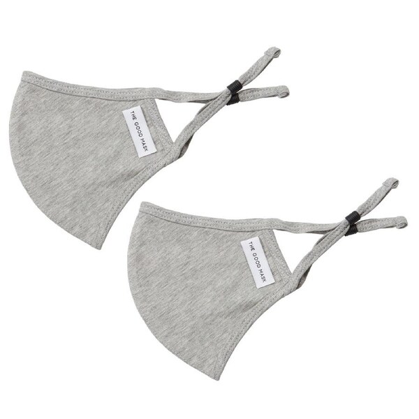 2x The Good Brand Cotton Jersey Reusable Breathable Cloth Face Mask w/Pouch Grey