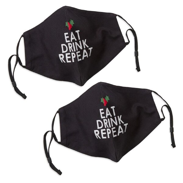 2x The Good Brand Reusable Breathable Cloth Xmas Face Mask Eat Drink Repeat