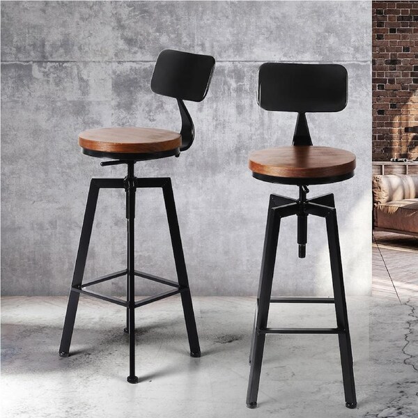 Levede Bar Stool Swivel Vintage Industrial Wood 2 pcs / Akio