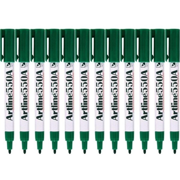 Artline 550A Whiteboard Marker 1.2 Bullet Green Box 12