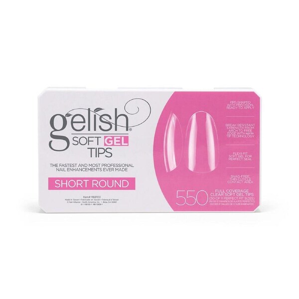 Gelish Soft Gel Tips Box Nail False Fake Short Round Full Size - 550pcs
