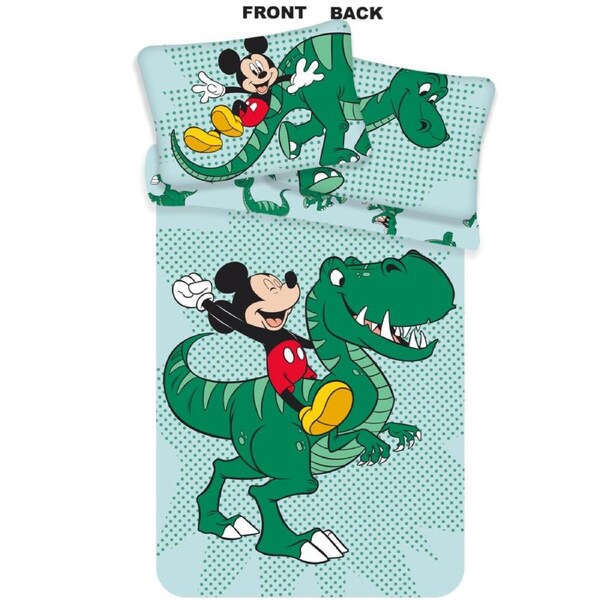 Disney Mickey Mouse Dinosaur Cotton Quilt Cover Set Toddler Bed Size