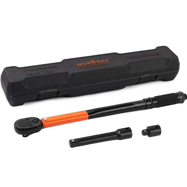 4Pc 3/8" Drive Click Torque Wrench Ratchet Socket with Adaptor Extension