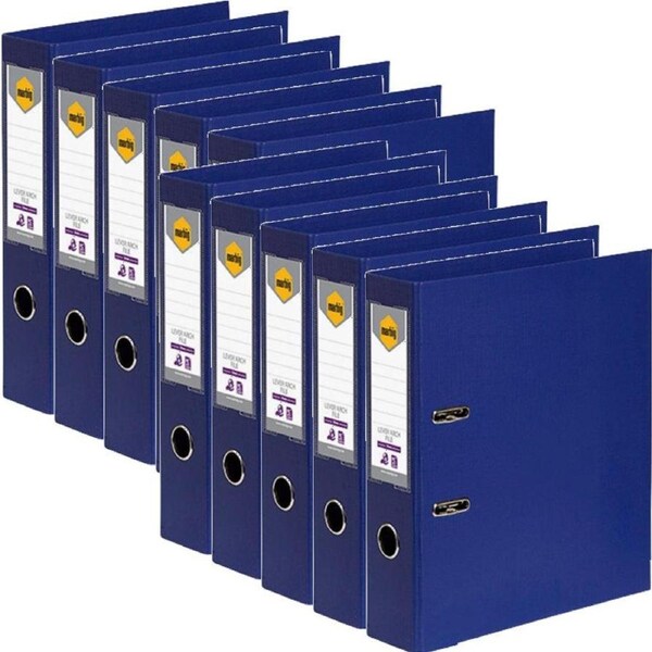 Marbig Lever Arch File Folder Foolscap 75mm Blue 10 Pack