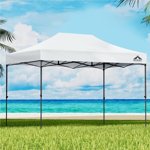 3x4.5m InstaHut Gazebo Pop Up w/Base Podx4 Marquee Folding Outdoor Wedding Camping Tent Shade Canopy White