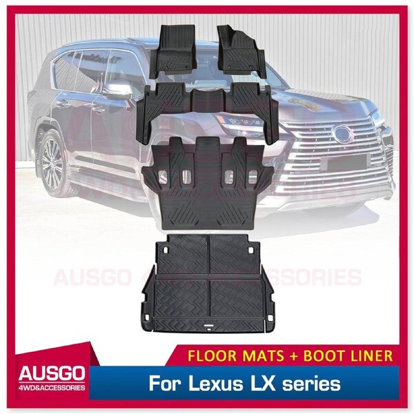 3 Rows TPE Floor Mats + Cargo Mat for LEXUS LX Series LX500d LX600 7 Seater Door Sill Covered Car Mats Boot Mat