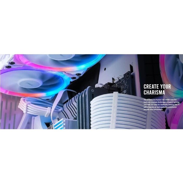 Antec Fusion 5x 120mm ARGB PWM HB white Fans + ARGB Controller, 57.93 CFM, AP 2.11, Noise Level 31.21. Woven Cable, PMW Daisy Chain design, 3 Yrs Wty