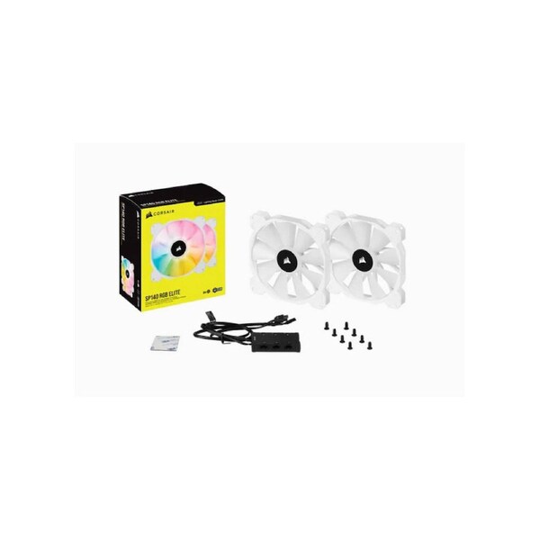 Corsair White SP140 RGB ELITE 140mm RGB LED Fan with AirGuide 68 CFM Dual