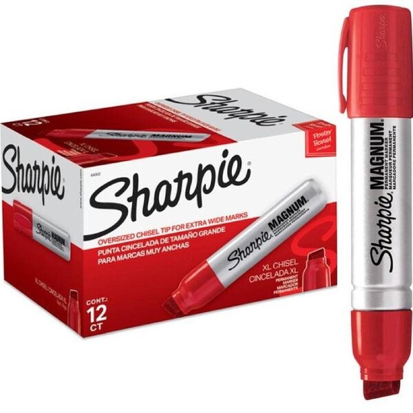 Sharpie Magnum Permanent Marker Chisel 8.0-15.0mm Red Box 12