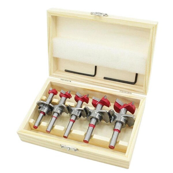 Drillpro 5Pc 15-35mm Forstner Woodworking Auger Drill Bit Wood Cutter Digger Set