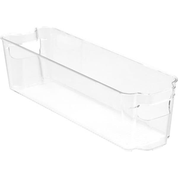 2 x Clear Fridge Pantry Organiser Stackable Kitchen Cabinet Storage Tray Basket