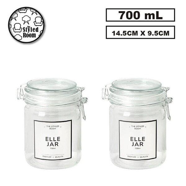 24x 700ML Airtight Glass Clip Jar Kitchen Food Candy Cookie Spice Storage Silver