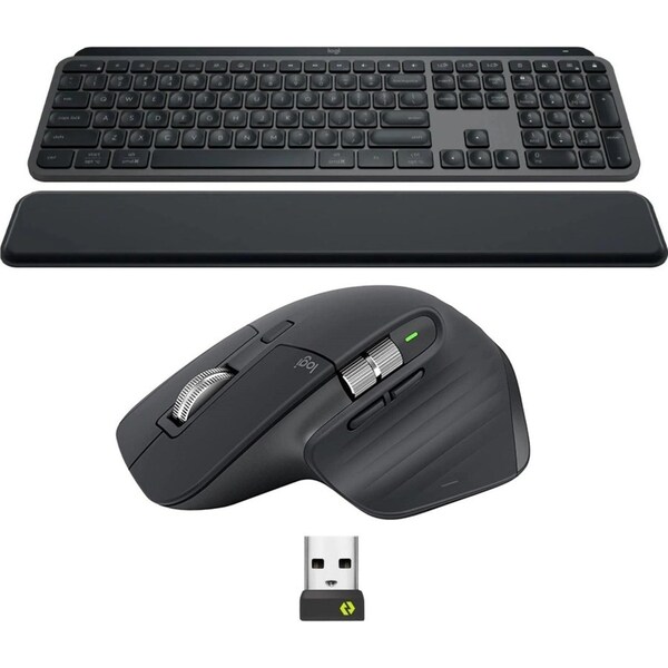 Logitech MX Keys S Bluetooth Combo Master 3S + Mouse + Keyboard + Palm Rest Graphite Set