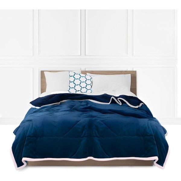 SOGA Navy Blue Throw Blanket Warm Cozy Double Sided Thick Flannel Coverlet Fleece Bed Sofa Comforter