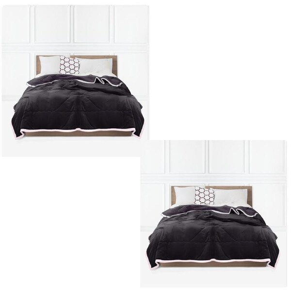 SOGA 2X Dark Grey Throw Blanket Warm Cozy Double Sided Thick Flannel Coverlet Fleece Bed Sofa Comforter