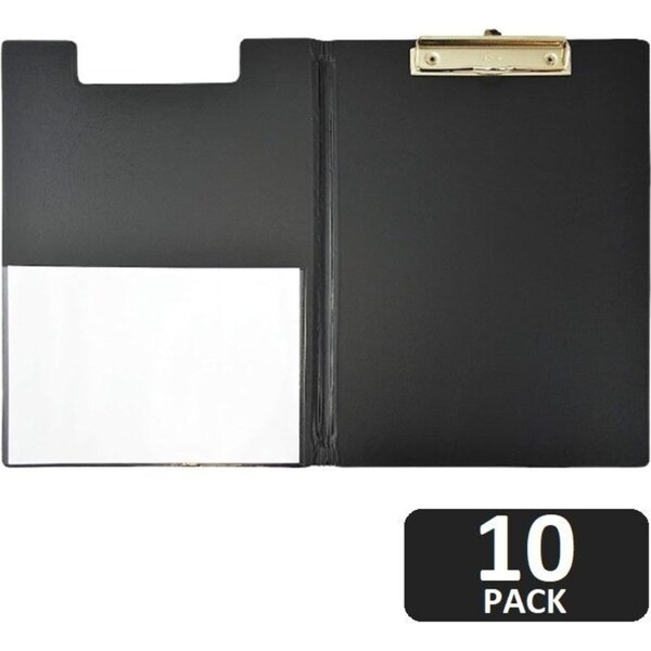 Bantex Clipfolder A4 Clip Folder Board Black 10 Pack