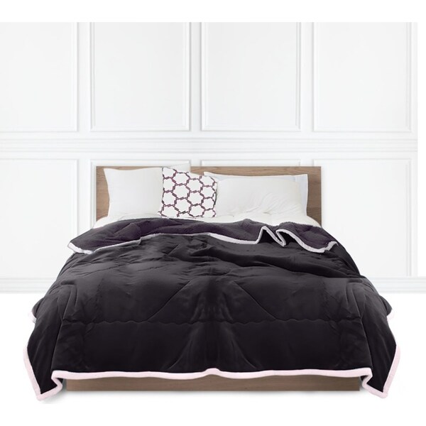 SOGA Dark Grey Throw Blanket Warm Cozy Double Sided Thick Flannel Coverlet Fleece Bed Sofa Comforter